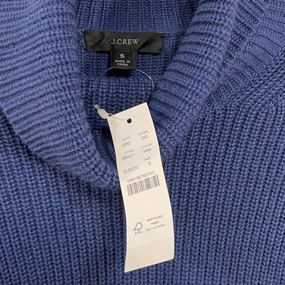 New J.Crew Cotton Cashmere Turtleneck Sweater Violet Blue Small $138 - Picture 5 of 7